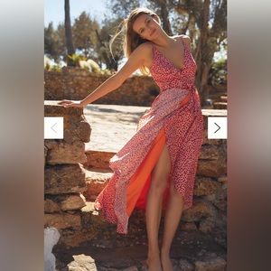 COPY - ANTHROPOLOGIE HUTCH Flutter Wrap Midi Dress LARGE